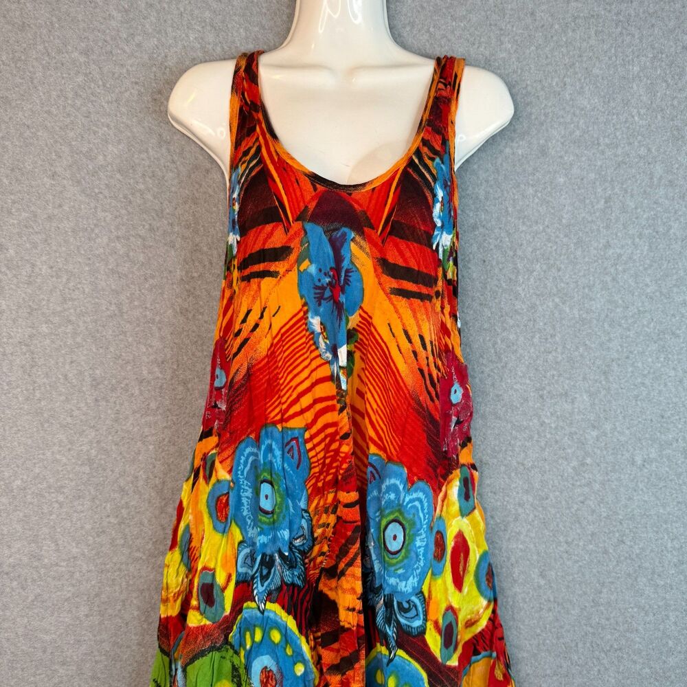 Vibrant Multicolor Tank Dress Made in India Hippie/Boho One Size Lightweight